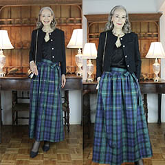 Blackwatch-Plaid-Maxi-Skirt-Black-Cropped-Lady-Jacket-OOTD-igshop