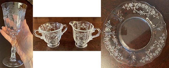 fostoria-meadow-rose-etched-clear-blown-crystal-goblet-sugar-creamer-plate-jljbacktoclassic
