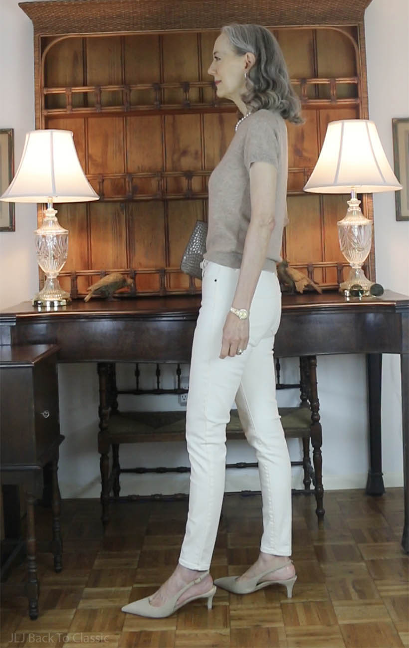 pearls-with-quince-oatmealcashmere-shortsleeve-crewnecksweater-ralphlauren-croc-clutch-ivory-jeans-6