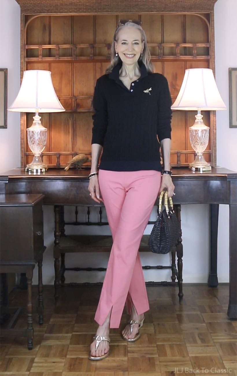 timeless-style-ralph-lauren-black-cableknit-sweater-coral-pants-wickerbag-jljbacktoclassic-1