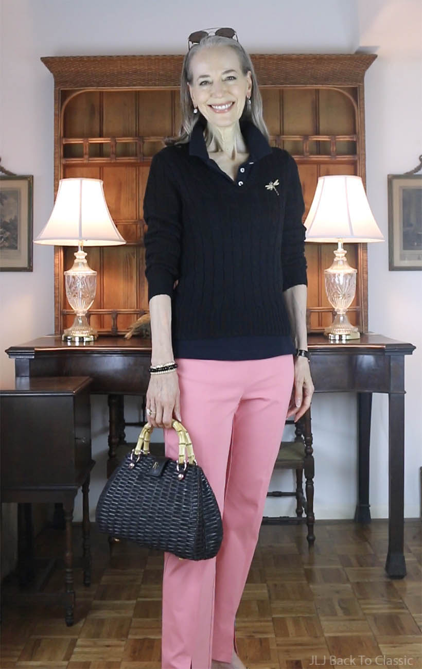 timeless-style-ralph-lauren-black-polo-cableknit-sweater-coral-pants-wickerbag-jljbacktoclassic-4