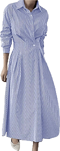 blue-white-stripe-midi-shirt-dress-cotton-blend-ladyful