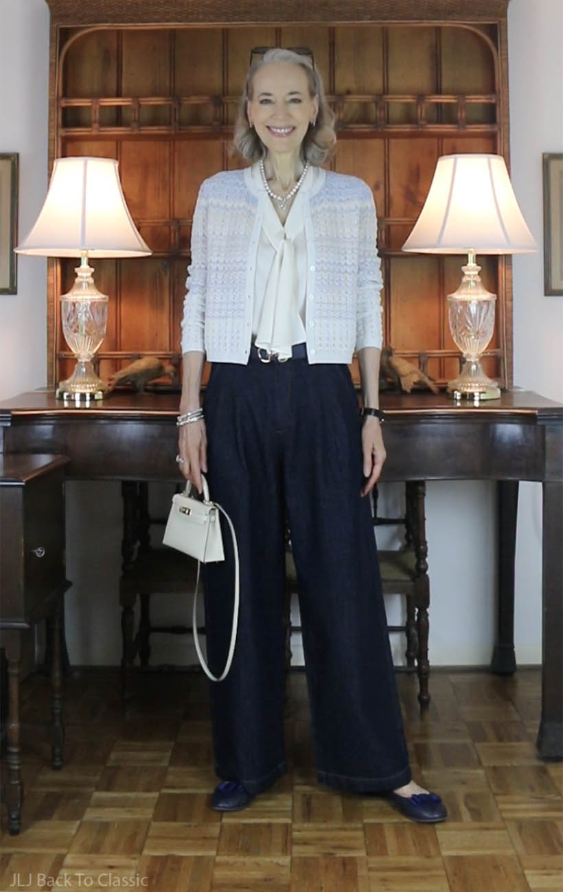 classic-silk-tie-neck-blouse-cardigan-darkwash-jeans-mini-tophandle-bag-ootd-7