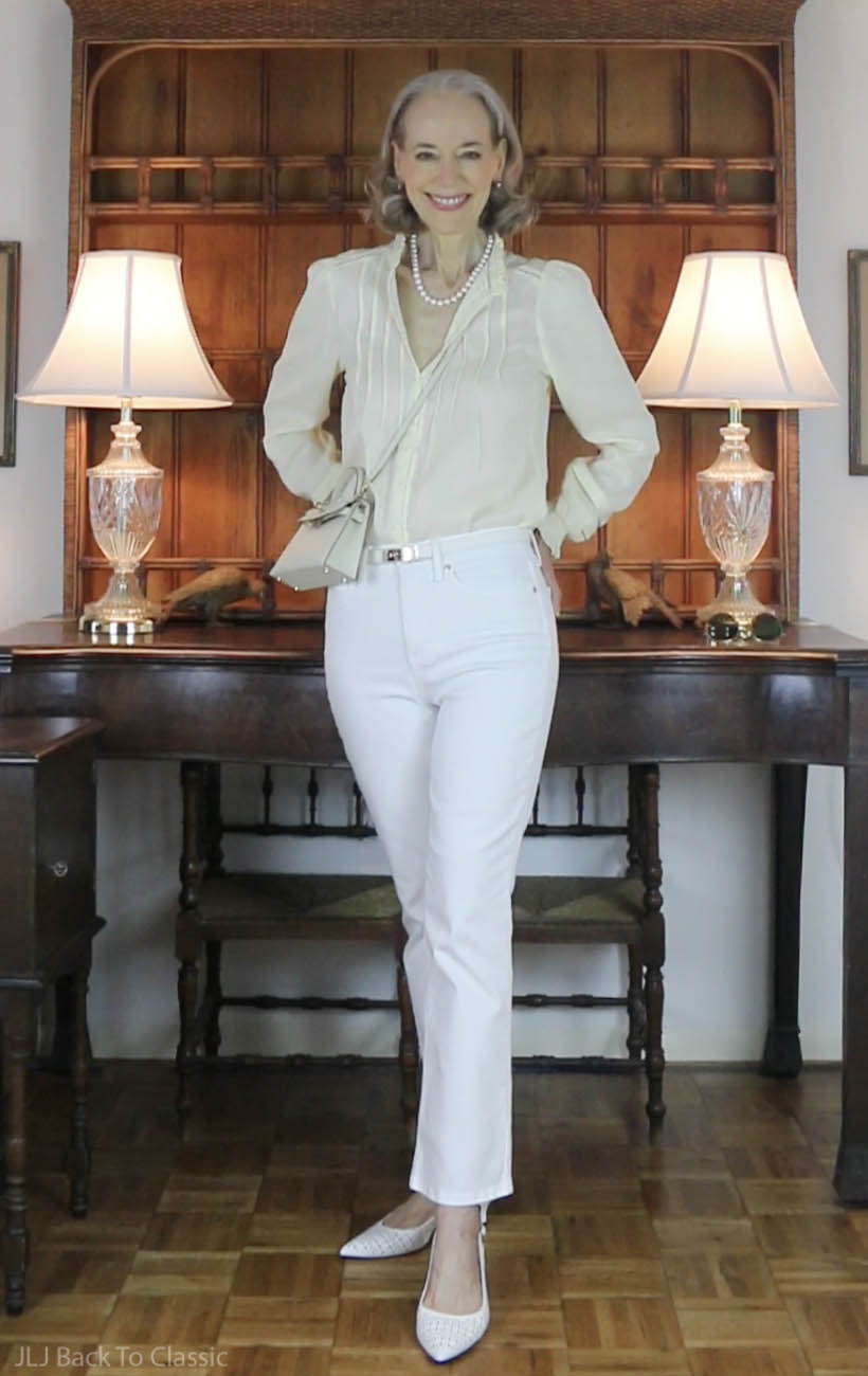 yellow-peasant-blouse-white-jeans-classic-mini-tophandle-bag-pearls-3