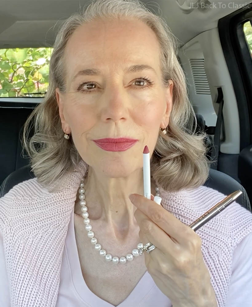 clean-classic-beauty-janis-lyn-johnson-wearing-jane-iredale-classic-red-lippencil