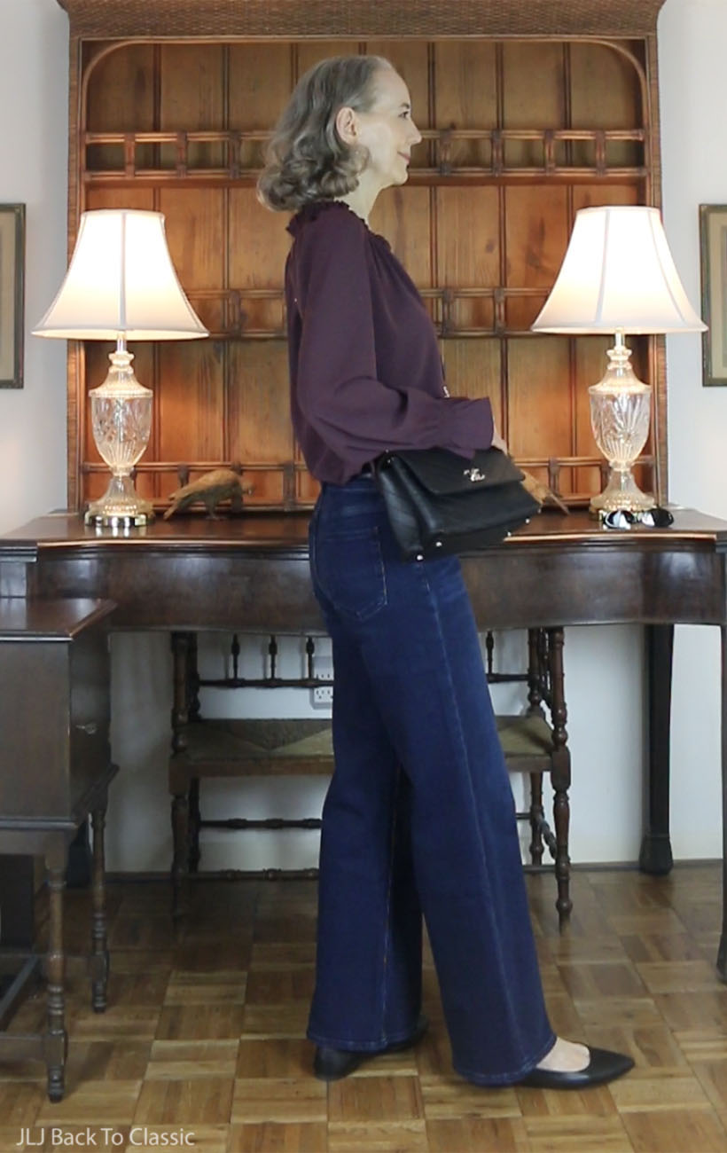 chanel-chevron-chic-tophandle-bag-plum-peasant-blouse-dark-wash-jeans-4