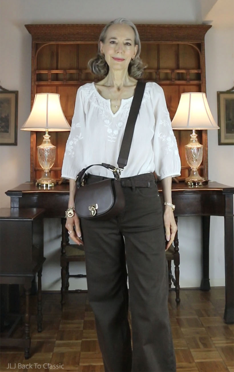 timeless-style-ralph-lauren-saddlebag-brown-jeans-peasantblouse-janis-lyn-johnson-1