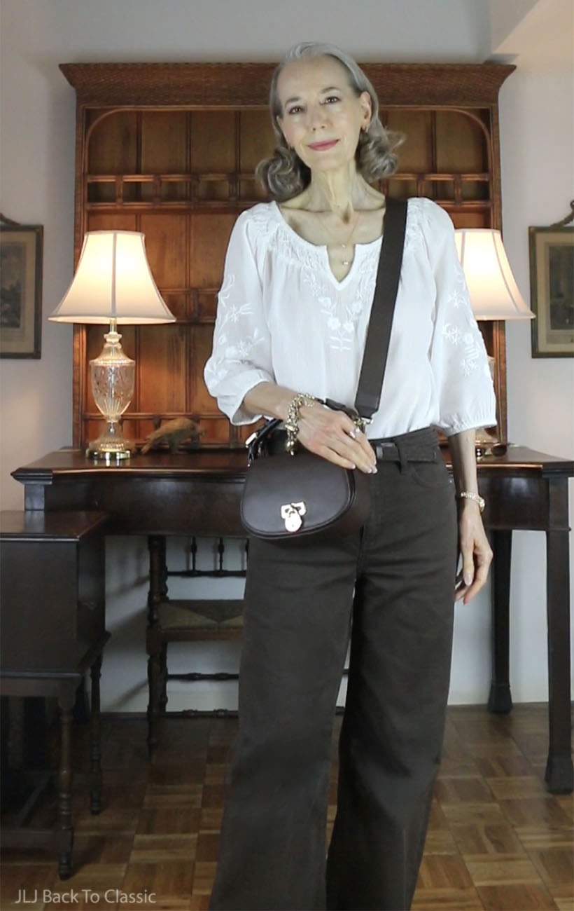 timeless-style-ralph-lauren-saddlebag-brown-jeans-peasantblouse-janis-lyn-johnson-3